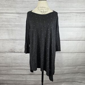 Premise Studio Charcoal Gray Asymmetrical Top With Silver Embelishments